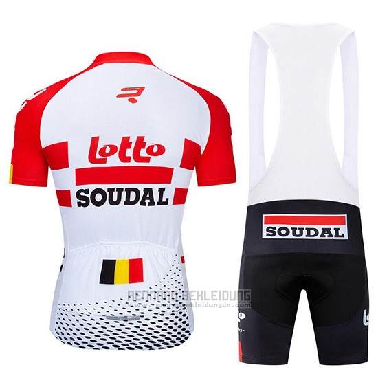 2019 Fahrradbekleidung Lotto Soudal Rot Wei Trikot Kurzarm und Tragerhose - zum Schließen ins Bild klicken